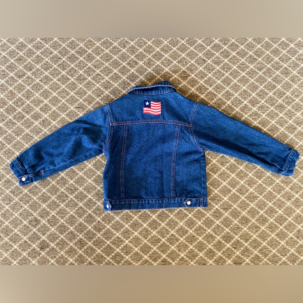 Kids Good Lad denim jacket with American Flag patche, size 5